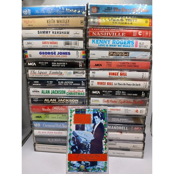 Lot Of 30+ Vintage 80's, 90's, Country, Christmas, Bluegrass, Religious, Elvis - Picture 1 of 8